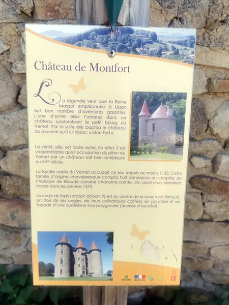 Panneau Chateau de Montfort - Auvergne - Nosvacances