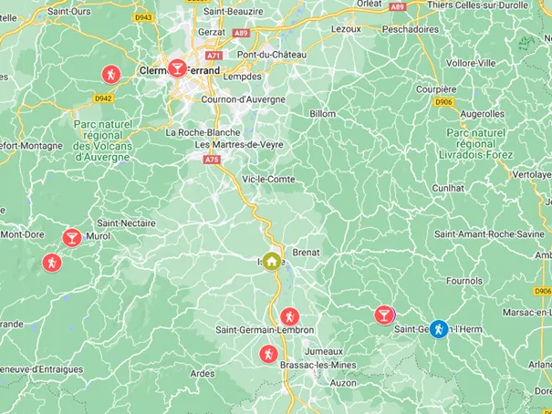 Cartographie visites - Auvergne - Nosvacances